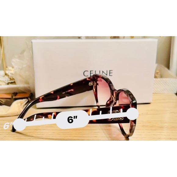 Celine Tortoise Cat Eye Sunglasses Brown Gradient Lens Designer Eyewear - Picture 10 of 15